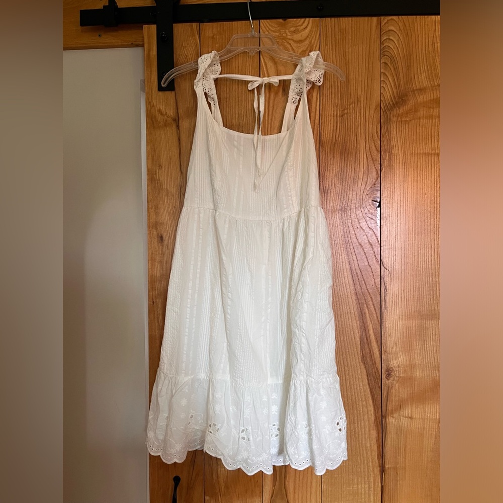 Maurices White Tie-Shoulder Eyelet Dress